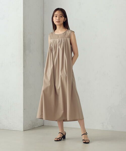 COMME CA ISM / コムサイズム ロング・マキシ丈ワンピース | コットンナイロンストレッチタイプライター　ノースリーブワンピース | 詳細13