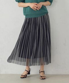 COMME CA ISM / コムサイズム ロング・マキシ丈スカート | ストライプチュールプリーツスカート