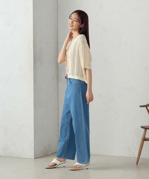 COMME CA ISM / コムサイズム ニット・セーター | 【ウォッシャブル】透かし柄半袖ニットシャツ | 詳細1