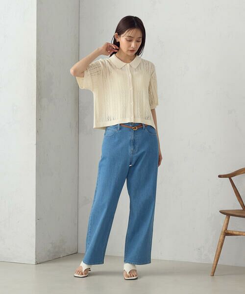 COMME CA ISM / コムサイズム ニット・セーター | 【ウォッシャブル】透かし柄半袖ニットシャツ | 詳細2