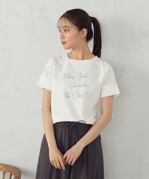 COMME CA ISM / コムサイズム カットソー | ロゴプリントTシャツ(ホワイト)