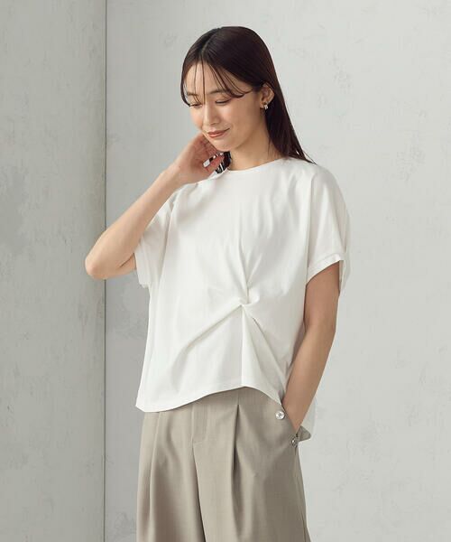 COMME CA ISM/コムサイズム 【接触冷感】ツイストタックTシャツ ホワイト M COMME CA ISM/コムサイズム 【接触冷感】ツイストタックTシャツ ホワイト M