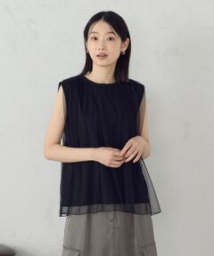 COMME CA ISM / コムサイズム カットソー | チュール　ノースリーブカットソー