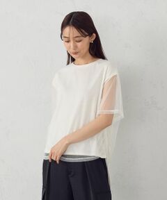 COMME CA ISM / コムサイズム カットソー | チュールレイヤード ドロストTシャツ