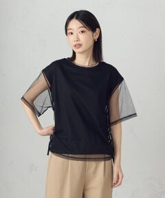 COMME CA ISM / コムサイズム カットソー | チュールレイヤード ドロストTシャツ