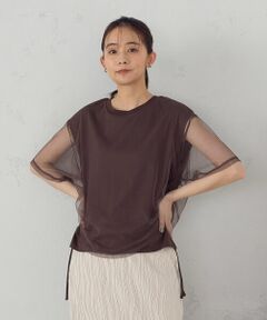 COMME CA ISM / コムサイズム カットソー | チュールレイヤード ドロストTシャツ