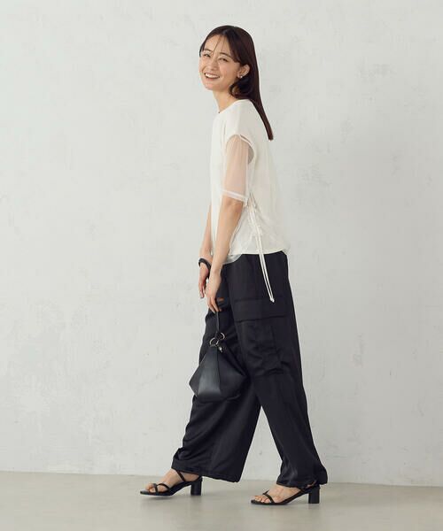 COMME CA ISM / コムサイズム カットソー | チュールレイヤード ドロストTシャツ | 詳細1