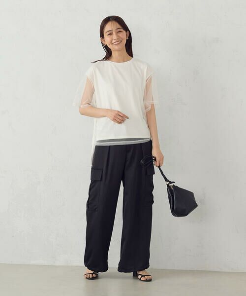 COMME CA ISM / コムサイズム カットソー | チュールレイヤード ドロストTシャツ | 詳細2