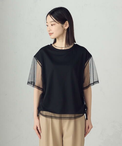 COMME CA ISM / コムサイズム カットソー | チュールレイヤード ドロストTシャツ | 詳細9