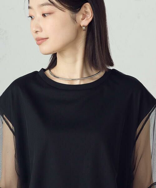 COMME CA ISM / コムサイズム カットソー | チュールレイヤード ドロストTシャツ | 詳細12