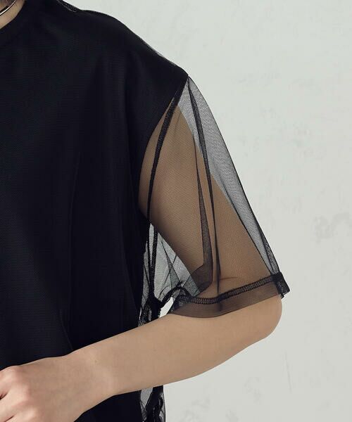 COMME CA ISM / コムサイズム カットソー | チュールレイヤード ドロストTシャツ | 詳細13
