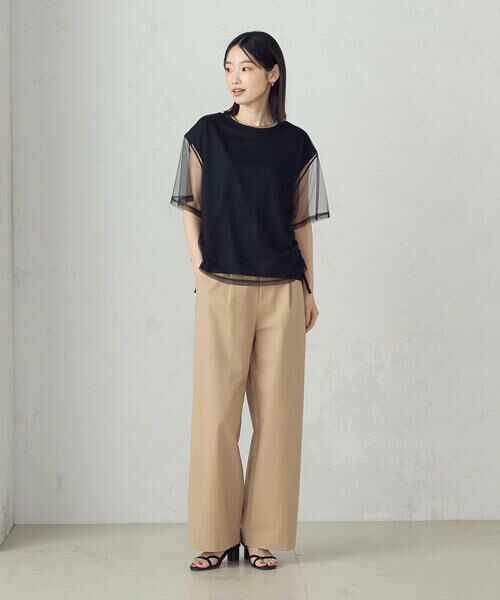 COMME CA ISM / コムサイズム カットソー | チュールレイヤード ドロストTシャツ | 詳細5