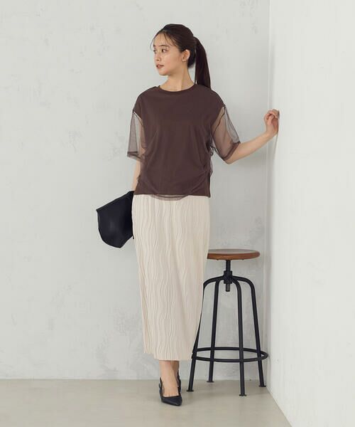 COMME CA ISM / コムサイズム カットソー | チュールレイヤード ドロストTシャツ | 詳細17