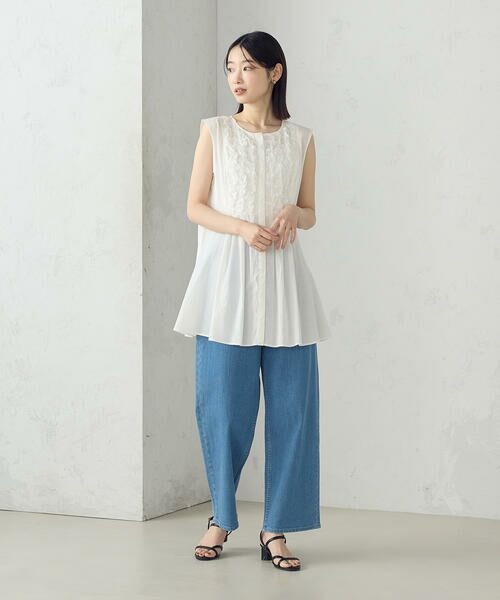COMME CA ISM / コムサイズム シャツ・ブラウス | インドコットン スモッキング ノースリーブブラウス | 詳細1