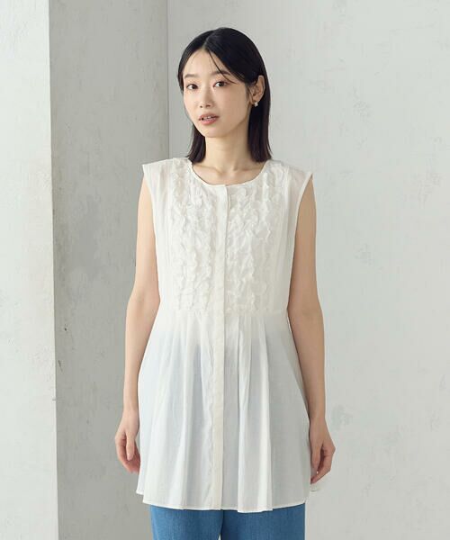 COMME CA ISM / コムサイズム シャツ・ブラウス | インドコットン スモッキング ノースリーブブラウス | 詳細3