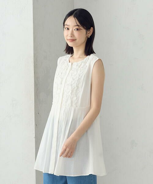 COMME CA ISM / コムサイズム シャツ・ブラウス | インドコットン スモッキング ノースリーブブラウス | 詳細4