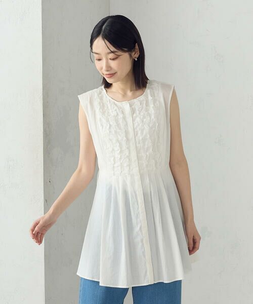 COMME CA ISM / コムサイズム シャツ・ブラウス | インドコットン スモッキング ノースリーブブラウス | 詳細5