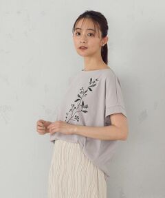 COMME CA ISM / コムサイズム Tシャツ | 水彩タッチインクジェット箔スタッズ付きＴシャツ