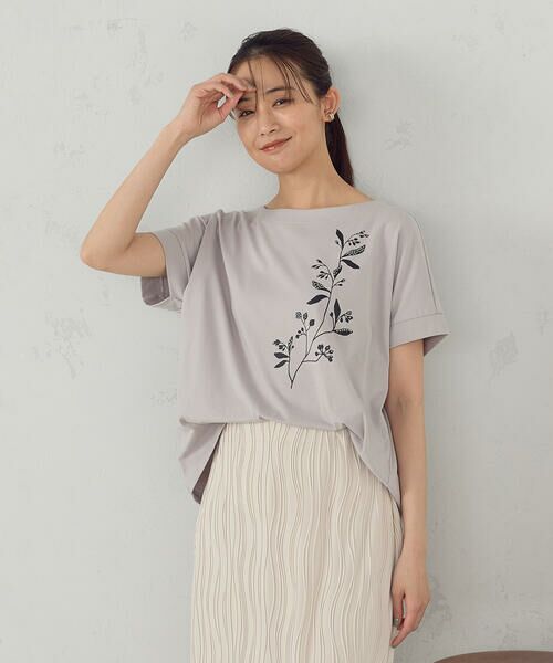 COMME CA ISM / コムサイズム Tシャツ | 水彩タッチインクジェット箔スタッズ付きＴシャツ | 詳細12