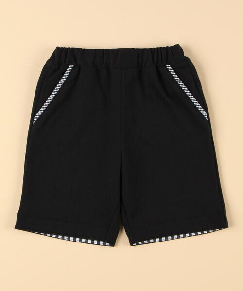 COMME CA ISM/コムサイズム ギンガムチェック使い インレイハーフパンツ ブラック 80〜90cm COMME CA ISM/コムサイズム ギンガムチェック使い インレイハーフパンツ ブラック 80〜90cm