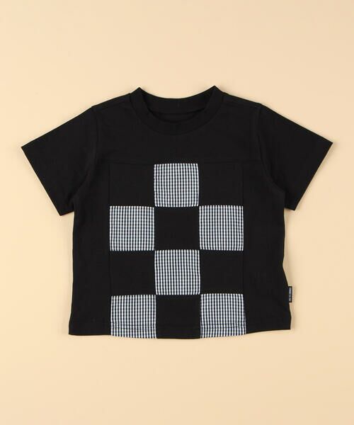 COMME CA ISM/コムサイズム ギンガムチェック使い パッチワーク半袖Tシャツ(ベビーサイズ) ブラック 80〜90cm COMME CA ISM/コムサイズム ギンガムチェック使い パッチワーク半袖Tシャツ(ベビーサイズ) ブラック 80〜90cm