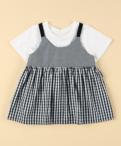 COMME CA ISM/コムサイズム ギンガムチェック キャミソール&Tシャツセット(ベビーサイズ) ブラック系 80〜90cm COMME CA ISM/コムサイズム ギンガムチェック キャミソール&Tシャツセット(ベビーサイズ) ブラック系 80〜90cm