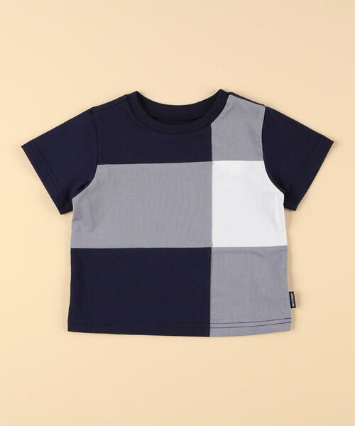 COMME CA ISM/コムサイズム パッチワーク半袖Tシャツ(ベビーサイズ) ネイビー 80〜90cm COMME CA ISM/コムサイズム パッチワーク半袖Tシャツ(ベビーサイズ) ネイビー 80〜90cm