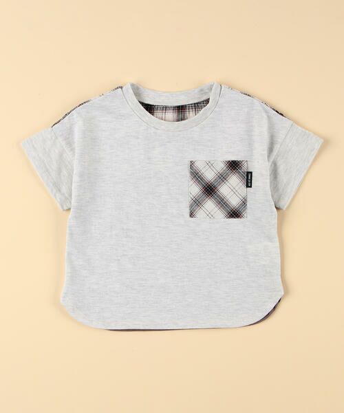 COMME CA ISM/コムサイズム ワッシャーチェック使い 半袖Tシャツ(ベビーサイズ) オートミール 80〜90cm COMME CA ISM/コムサイズム ワッシャーチェック使い 半袖Tシャツ(ベビーサイズ) オートミール 80〜90cm