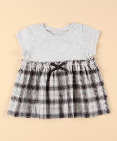 COMME CA ISM / コムサイズム ベビー・キッズグッズ | ワッシャーチェック使い デザインTシャツ(ベビーサイズ)