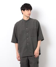 COMME CA ISM / コムサイズム シャツ・ブラウス | 【セットアップ対応】リネンライク ポリエステル バンドカラー ５分袖シャツ