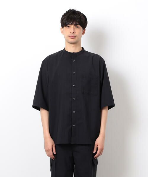 COMME CA ISM / コムサイズム シャツ・ブラウス | 【セットアップ対応】リネンライク ポリエステル バンドカラー ５分袖シャツ | 詳細5