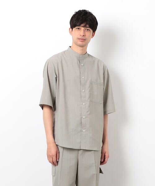 COMME CA ISM / コムサイズム シャツ・ブラウス | 【セットアップ対応】リネンライク ポリエステル バンドカラー ５分袖シャツ | 詳細15