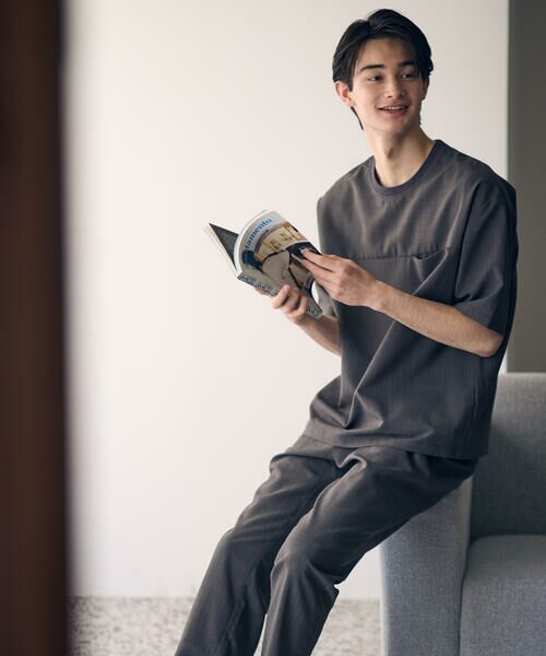 COMME CA ISM / コムサイズム Tシャツ | 【セットアップ対応】リネンライク ポリエステル 布帛Ｔシャツ | 詳細10