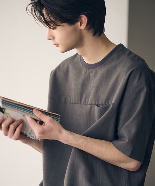 COMME CA ISM / コムサイズム Tシャツ | 【セットアップ対応】リネンライク ポリエステル 布帛Ｔシャツ | 詳細11
