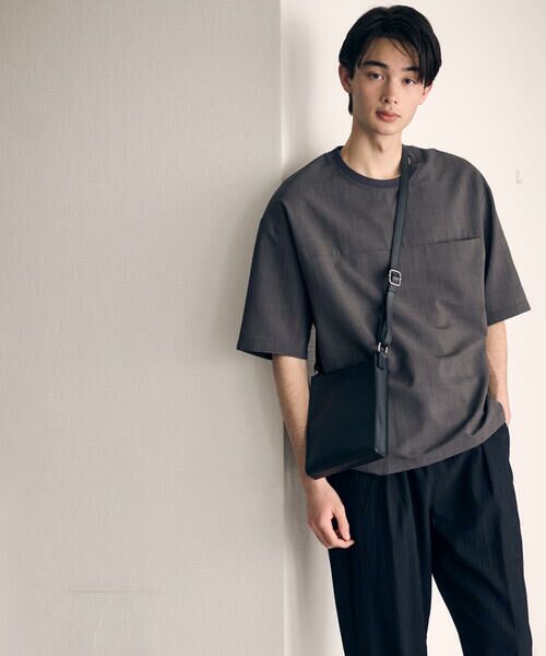 COMME CA ISM / コムサイズム Tシャツ | 【セットアップ対応】リネンライク ポリエステル 布帛Ｔシャツ | 詳細12