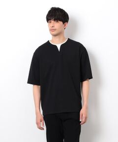 COMME CA ISM / コムサイズム Tシャツ | 半袖 フェイクレイヤード キーネックＴシャツ