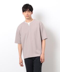 COMME CA ISM / コムサイズム Tシャツ | 半袖 フェイクレイヤード キーネックＴシャツ