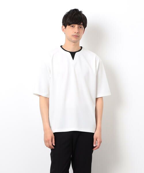 COMME CA ISM / コムサイズム Tシャツ | 半袖 フェイクレイヤード キーネックＴシャツ | 詳細3
