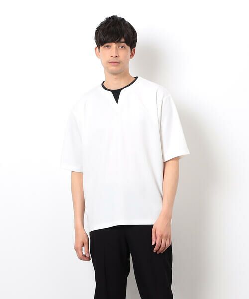 COMME CA ISM / コムサイズム Tシャツ | 半袖 フェイクレイヤード キーネックＴシャツ | 詳細4