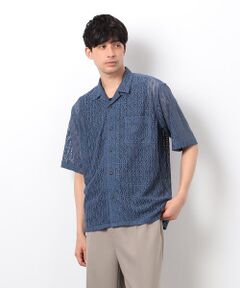 COMME CA ISM / コムサイズム シャツ・ブラウス | 透かし柄レース オープンカラーシャツ