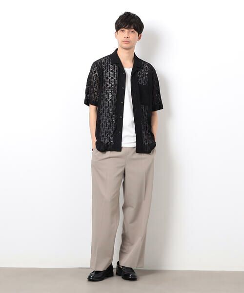 COMME CA ISM / コムサイズム シャツ・ブラウス | 透かし柄レース オープンカラーシャツ | 詳細1