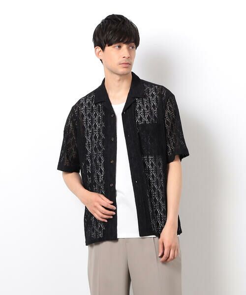 COMME CA ISM / コムサイズム シャツ・ブラウス | 透かし柄レース オープンカラーシャツ | 詳細2