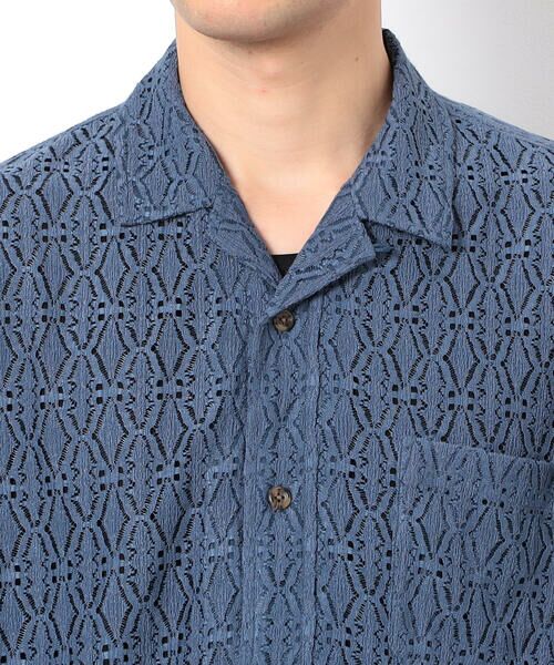 COMME CA ISM / コムサイズム シャツ・ブラウス | 透かし柄レース オープンカラーシャツ | 詳細12
