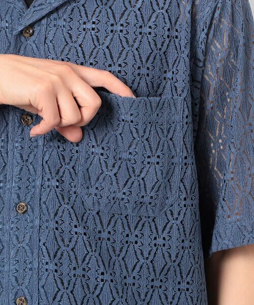 COMME CA ISM / コムサイズム シャツ・ブラウス | 透かし柄レース オープンカラーシャツ | 詳細13