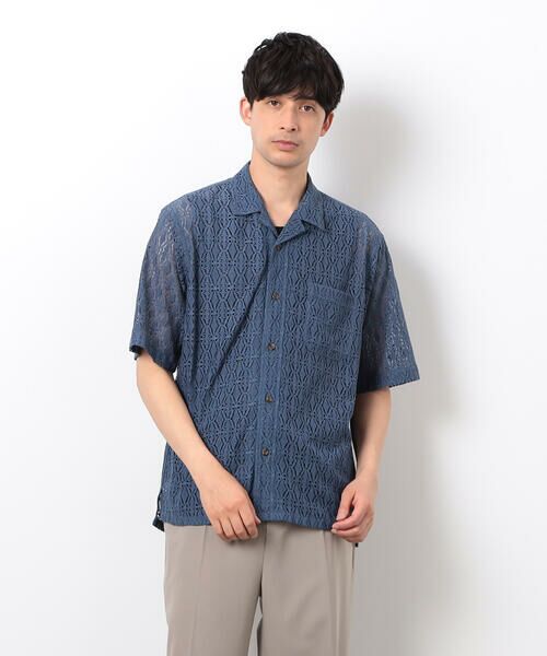 COMME CA ISM / コムサイズム シャツ・ブラウス | 透かし柄レース オープンカラーシャツ | 詳細7