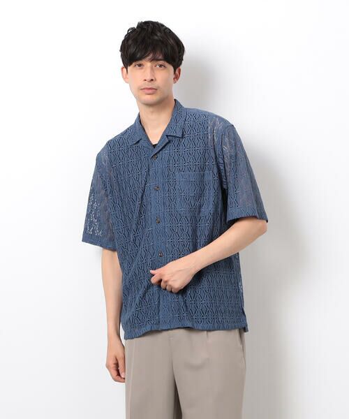 COMME CA ISM / コムサイズム シャツ・ブラウス | 透かし柄レース オープンカラーシャツ | 詳細8