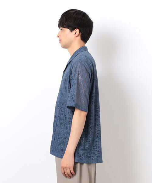 COMME CA ISM / コムサイズム シャツ・ブラウス | 透かし柄レース オープンカラーシャツ | 詳細10