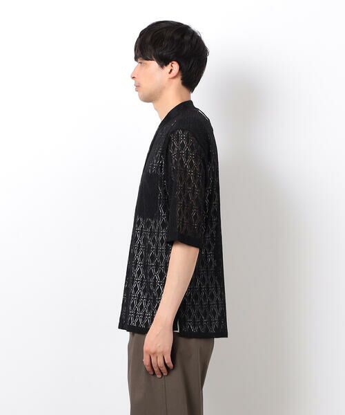 COMME CA ISM / コムサイズム シャツ・ブラウス | 透かし柄レース 五分袖 バンドカラーシャツ | 詳細6