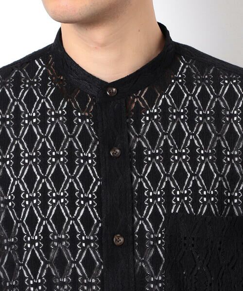 COMME CA ISM / コムサイズム シャツ・ブラウス | 透かし柄レース 五分袖 バンドカラーシャツ | 詳細8