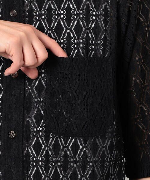 COMME CA ISM / コムサイズム シャツ・ブラウス | 透かし柄レース 五分袖 バンドカラーシャツ | 詳細9